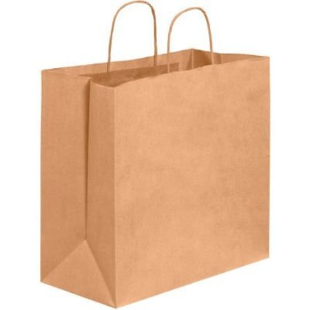 BOX PACKAGING Global Industrial„¢ Paper Shopping Bags, 13"W x 7"D x 13"H, Kraft, 250/Pack BGS114K